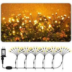 Plug in Firefly Lights 6 Pack, Outdoor Waterproof, Garden Lights